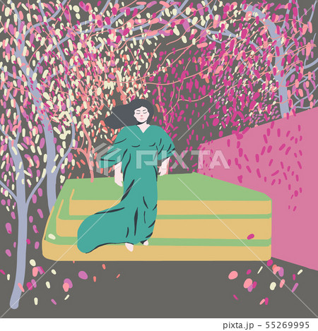 Pretty girl walking through the park 55269995