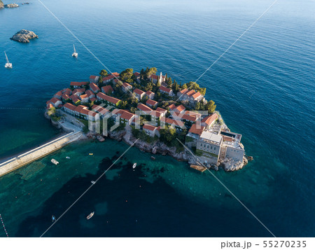 Aerial photo of Sveti Stefan island in Budva 55270235