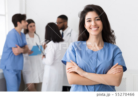 Happy intern at concilium smiling to camera 55270466