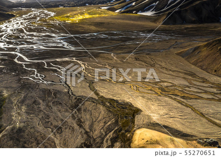 Aerial drone view of a huge riverbed 55270651