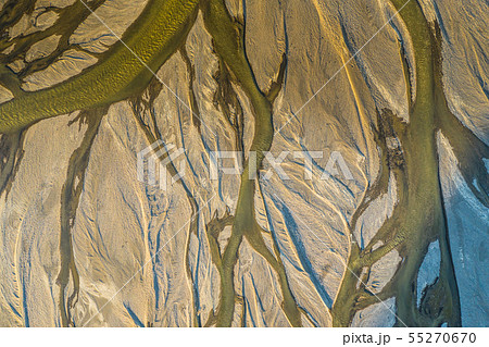 Aerial drone view of a huge riverbed 55270670