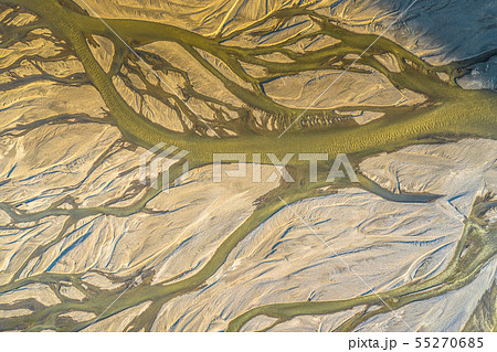 Aerial drone view of a huge riverbed Aerial drone view of a huge riverbed 55270685