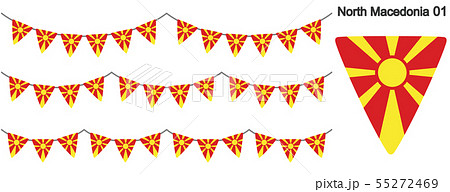 北マケドニア共和国の国旗のガーラーンド ベクターデータ Bunting Garland のイラスト素材