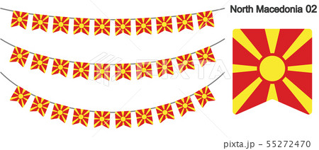 北マケドニア共和国の国旗のガーラーンド　ベクターデータ（bunting garland）