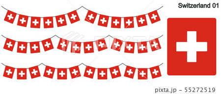スイスの国旗のガーラーンド　ベクターデータ（bunting garland）