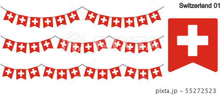 スイスの国旗のガーラーンド　ベクターデータ（bunting garland）
