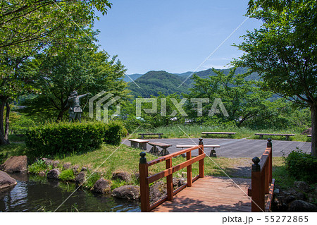 矢瀬親水公園 水辺 矢瀬遺跡 群馬県みなかみ町 の写真素材