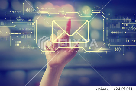 Email with hand pressing a button Email with hand pressing a button 55274742