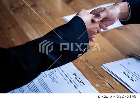 Handshake success job interviewing. Job applicant 55275149