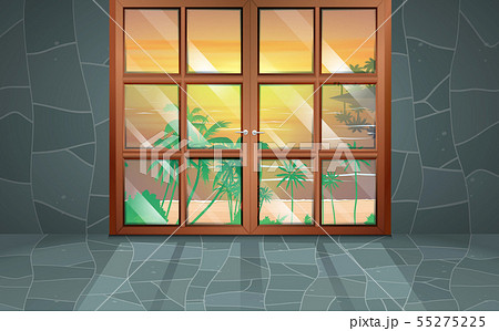 glass door of the house at the beach in morning 55275225