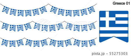 ギリシャの国旗のガーラーンド　ベクターデータ（bunting garland）