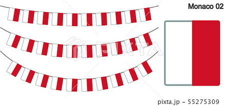 モナコの国旗のガーラーンド　ベクターデータ（bunting garland）