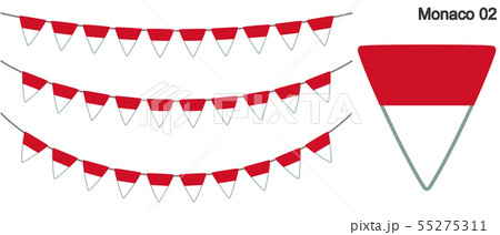 モナコの国旗のガーラーンド　ベクターデータ（bunting garland）