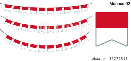モナコの国旗のガーラーンド　ベクターデータ（bunting garland）