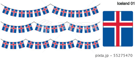 アイスランドの国旗のガーラーンド　ベクターデータ（bunting garland）