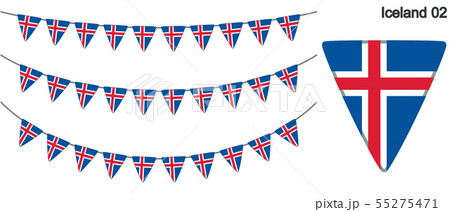アイスランドの国旗のガーラーンド　ベクターデータ（bunting garland）