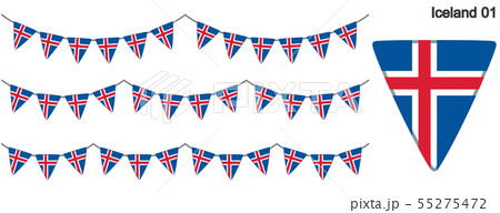 アイスランドの国旗のガーラーンド　ベクターデータ（bunting garland）