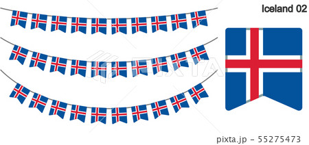 アイスランドの国旗のガーラーンド　ベクターデータ（bunting garland）