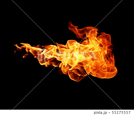 Fire flames collection isolated on black 55275557