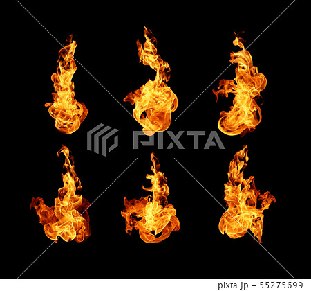 Fire flames collection isolated on black Fire flames collection isolated on black 55275699