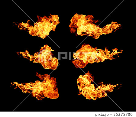 Fire flames collection isolated on black Fire flames collection isolated on black 55275700