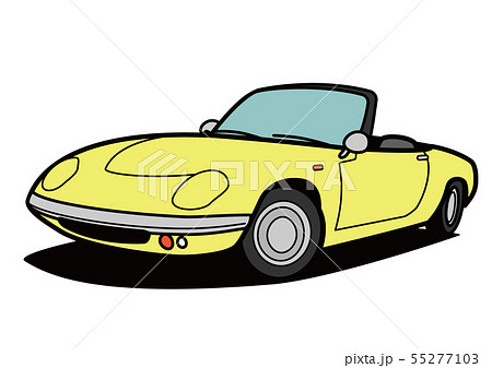 ブリティッシュライトウェイトオープンカー 黄色 自動車イラストのイラスト素材