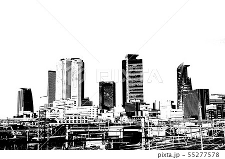 名古屋 ビル群のイラスト素材