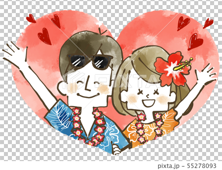 夫婦-カップル-ハネムーン-ハート-水彩 夫婦-カップル-ハネムーン-ハート-水彩 55278093