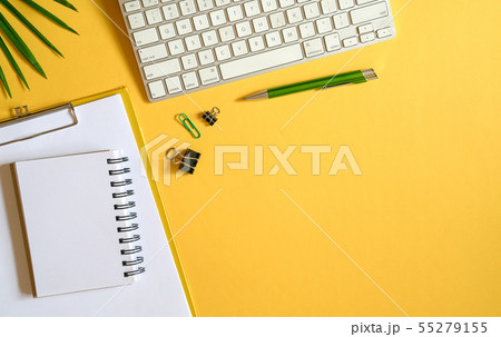 Office desk top view 55279155