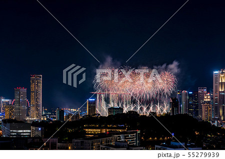 【絶景】シンガポールの夜景と花火 【絶景】シンガポールの夜景と花火 55279939