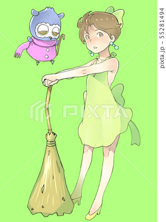 ドレスアップした魔女っこ のイラスト素材