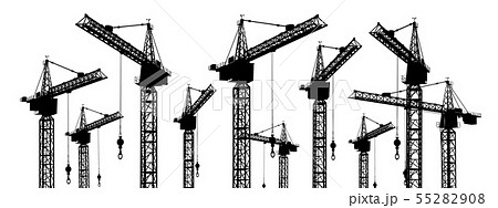 Silhouette of construction cranes Silhouette of construction cranes 55282908
