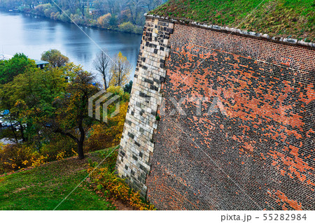 Wall of the Vysehrad Fortress in Prague. Wall of the Vysehrad Fortress in Prague. 55282984