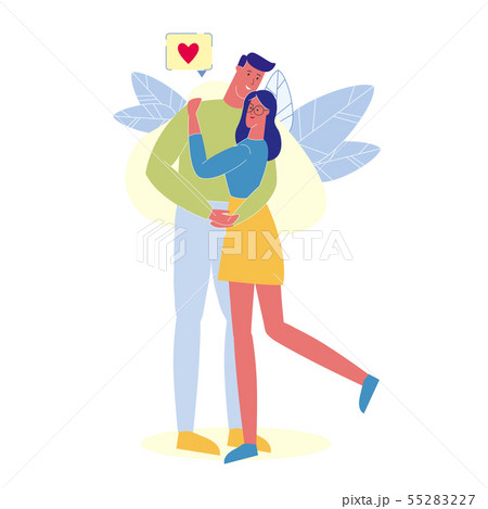 People in Love Hugging Flat Vector Illustration 55283227