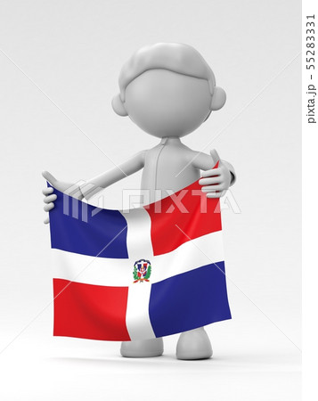 国旗を掲げるドミニカ共和国のスポーツ選手のイラスト素材