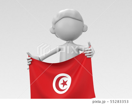 国旗を掲げるチュニジアのスポーツ選手 国旗を掲げるチュニジアのスポーツ選手 55283353