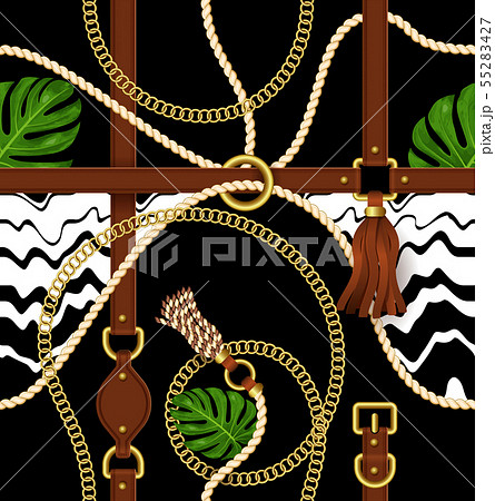 Seamless pattern with belts and chain for fabric. 55283427