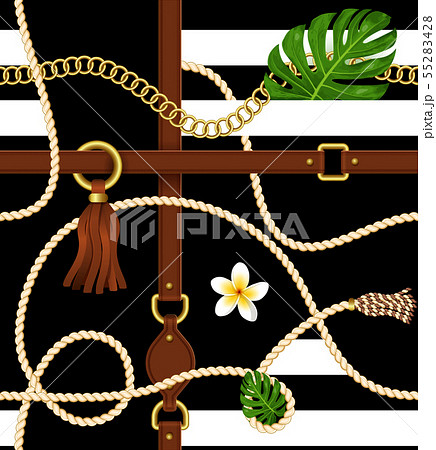 Seamless pattern with belts and chain for fabric. 55283428