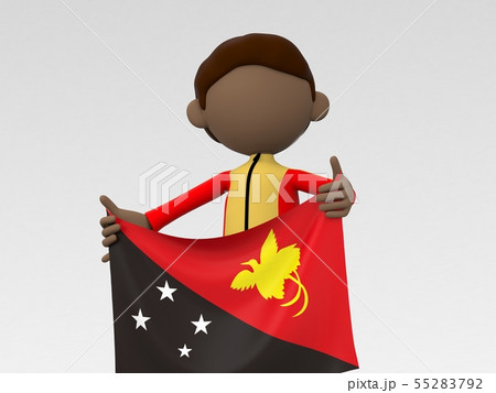 国旗を掲げるパプアニューギニアのスポーツ選手のイラスト素材