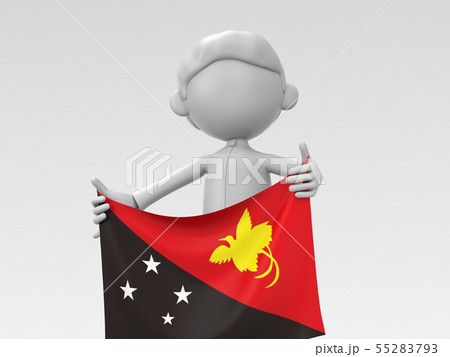 国旗を掲げるパプアニューギニアのスポーツ選手のイラスト素材