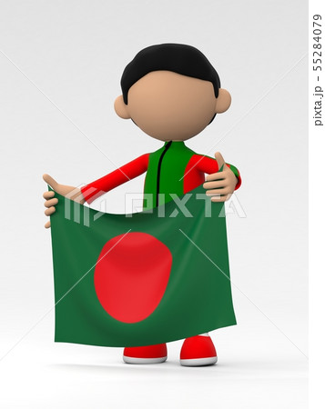 国旗を掲げるバングラディシュのスポーツ選手のイラスト素材
