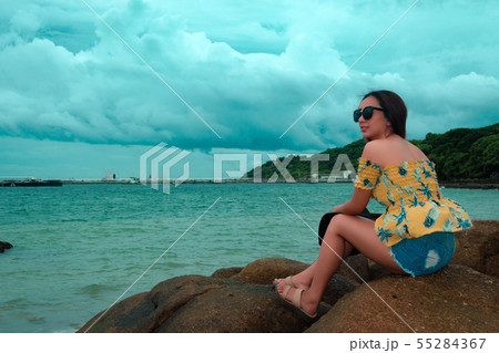 Women, vacation Ko Sichang Sea,Thailand Women, vacation Ko Sichang Sea,Thailand 55284367