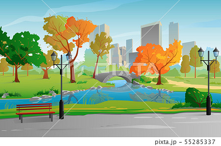 City Park warm sunny day. Autumn landscape 55285337