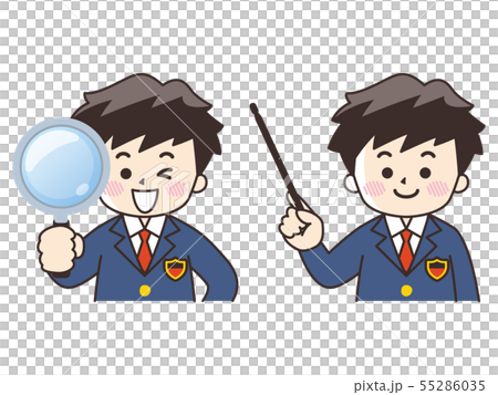 Magnifying glass and pointer stick High school boy (blazer) Magnifying glass and pointer stick High school boy (blazer) 55286035