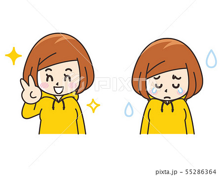 喜びと悲しみ 若い女性 喜びと悲しみ 若い女性 55286364