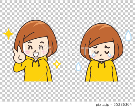 喜びと悲しみ 若い女性 喜びと悲しみ 若い女性 55286364