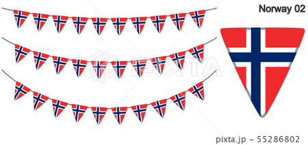 ノルウェーの国旗のガーラーンド　ベクターデータ（bunting garland）