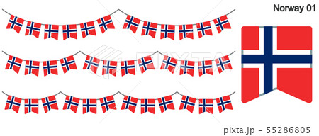 ノルウェーの国旗のガーラーンド　ベクターデータ（bunting garland）