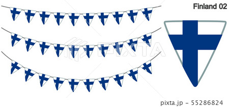 フィンランドの国旗のガーラーンド　ベクターデータ（bunting garland）