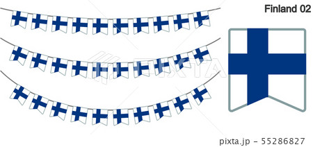 フィンランドの国旗のガーラーンド　ベクターデータ（bunting garland）